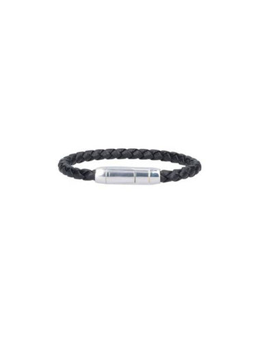 Braided Leather Bracelet Black - BOTTEGA VENETA - BALAAN 1