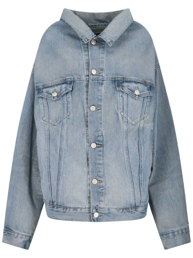 Off-Shoulder Denim Jacket Blue - BALENCIAGA - BALAAN 2