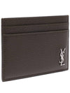 Casandre Small Grain Leather Card Wallet Dark Khaki - SAINT LAURENT - BALAAN 4