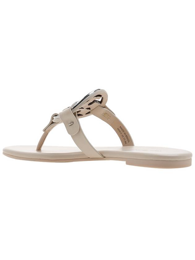 Women's Metal Miller Soft Flip Flops New Cream - TORY BURCH - BALAAN 4