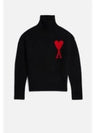 Heart Logo Knit Turtleneck Black - AMI - BALAAN 2