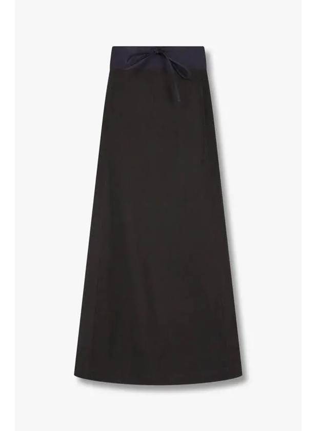 Women s Drawstring Flare Linen Skirt Black - DRIES VAN NOTEN - BALAAN 1