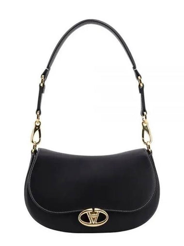 Garavani Oval Leather Shoulder Bag Black - VALENTINO - BALAAN 1