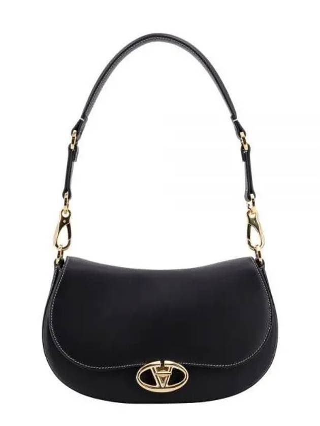 Garavani Oval Leather Shoulder Bag Black - VALENTINO - BALAAN 1