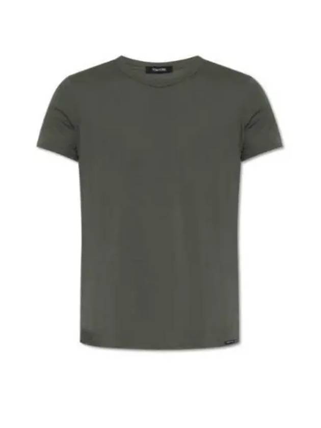 Cotton Crew Neck Short Sleeve T-Shirt Military Green - TOM FORD - BALAAN 2