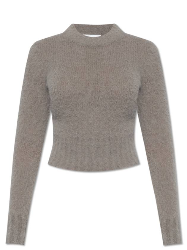 Brushed Wool Alpaca Knit Top Taupe - AMI - BALAAN 2