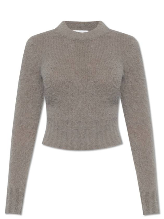 Brushed Wool Alpaca Knit Top Taupe - AMI - BALAAN 2