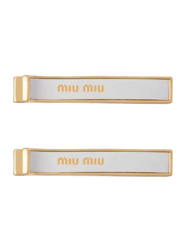 Engraved Logo Hair Pin Set White - MIU MIU - BALAAN 1