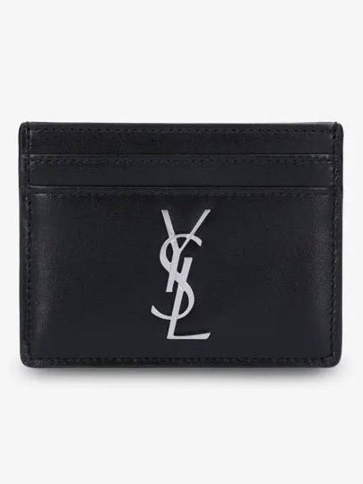 Monogram Card Case in Smooth Leather Black - SAINT LAURENT - BALAAN 2