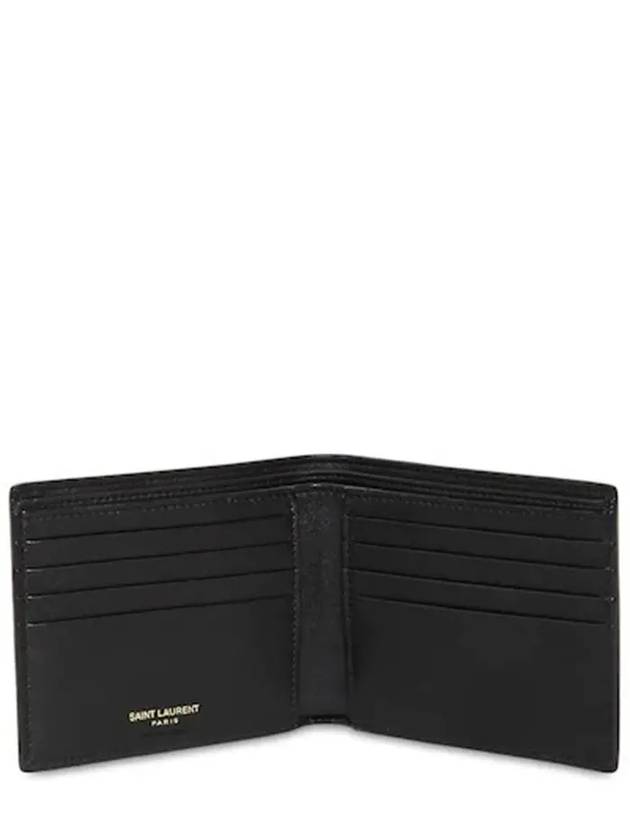 Crocodile Pattern Monogram Half Wallet Black Gold - SAINT LAURENT - BALAAN 3