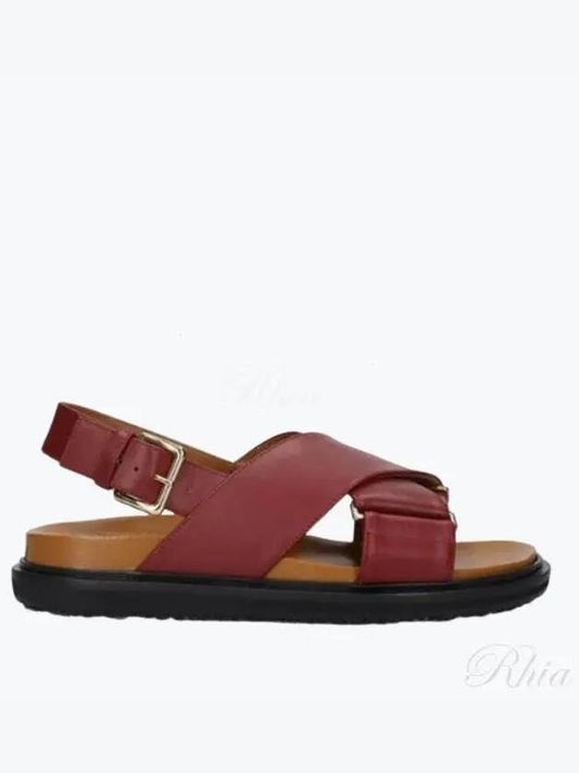 Fussbett Leather Sandals Burgundy - MARNI - BALAAN 2