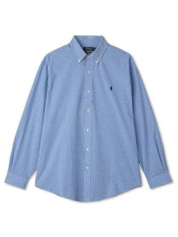 Custom fit poplin shirt blue check - POLO RALPH LAUREN - BALAAN 1