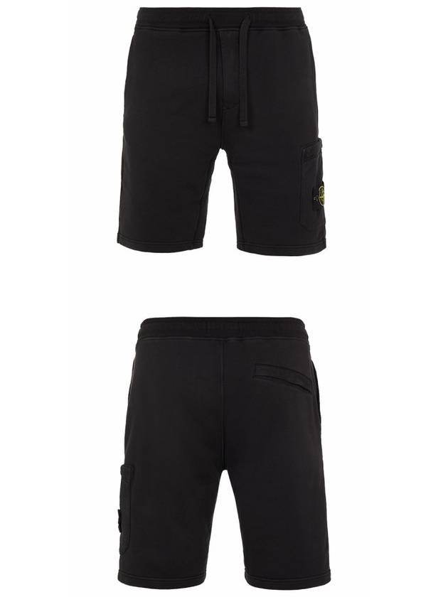 Waffen Patch  Fleece Bermuda Shorts Black - STONE ISLAND - BALAAN 5