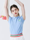 Smile color combination collar neck sleeveless knit SKY BLUE - MONBIRDIE GOLF - BALAAN 4