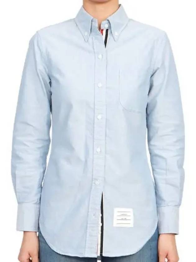 Women's Hidden Three Stripes Oxford Classic Shirt Sky Blue - THOM BROWNE - BALAAN 2