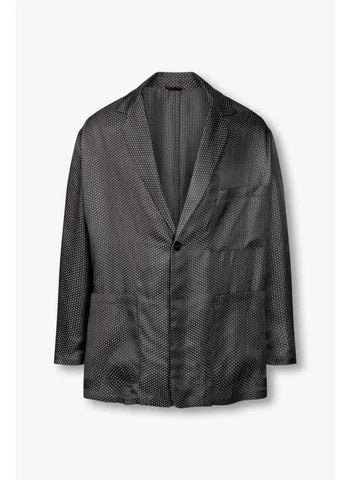 Men s Glossy Floral Single Jacket Dark Khaki - GIORGIO ARMANI - BALAAN 1