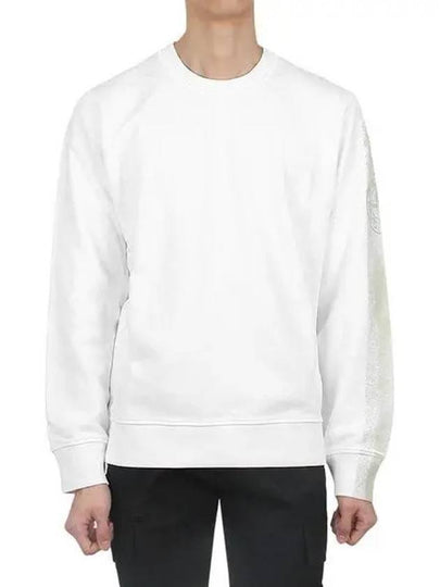 Washing Wappen Arm Logo Round Sweatshirt White - STONE ISLAND - BALAAN 2