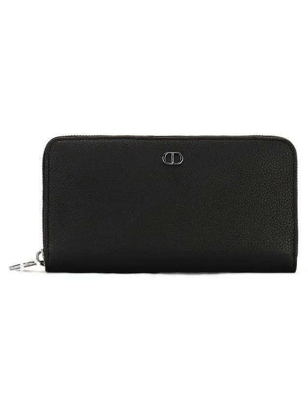 CD Icon Grain Leather Zipper Long Wallet Black - DIOR - BALAAN 1