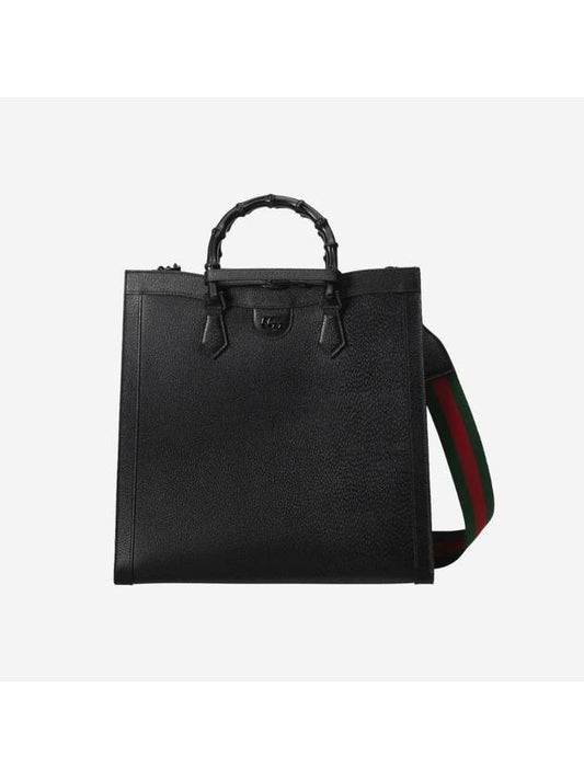 Diana Large Leather Tote Bag Black - GUCCI - BALAAN 1