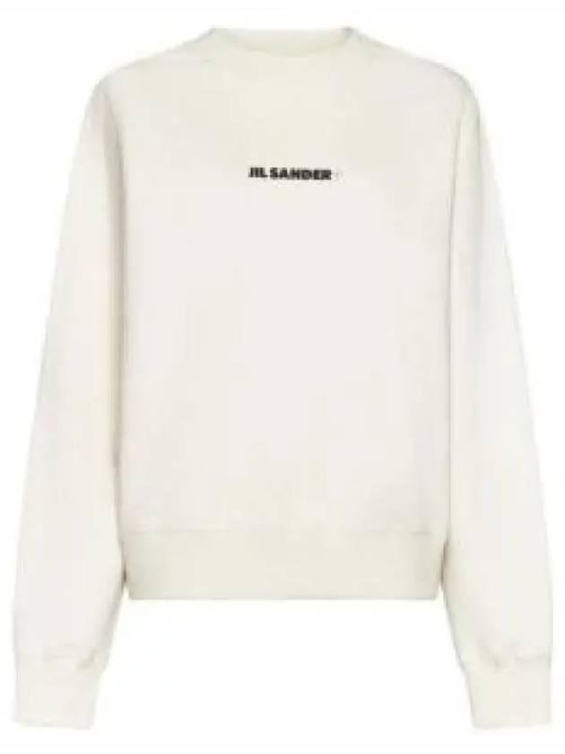 Front Logo Cotton Sweatshirt Beige - JIL SANDER - BALAAN 2