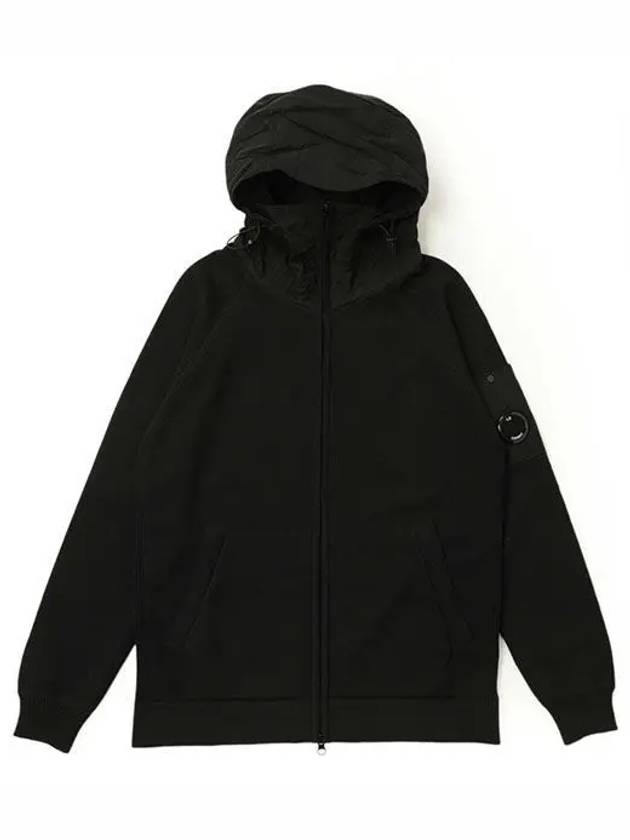 Cotton Mixed Knit Hooded Jacket Black - CP COMPANY - BALAAN 2