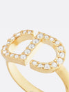 Petite CD Metal White Crystal Ring Gold - DIOR - BALAAN 3