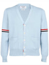 Milano Stitch Sprite Armband Cotton V-neck Cardigan Light Blue - THOM BROWNE - BALAAN 2