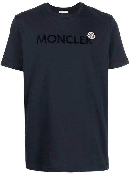 Logo Crew Neck Cotton Short Sleeve T-Shirt Navy - MONCLER - BALAAN 1