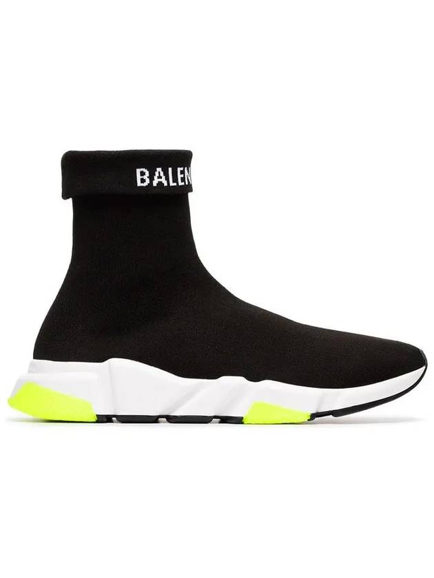 Speed ​​Cuffed Logo High Top Sneakers Neon Yellow Black - BALENCIAGA - BALAAN 3