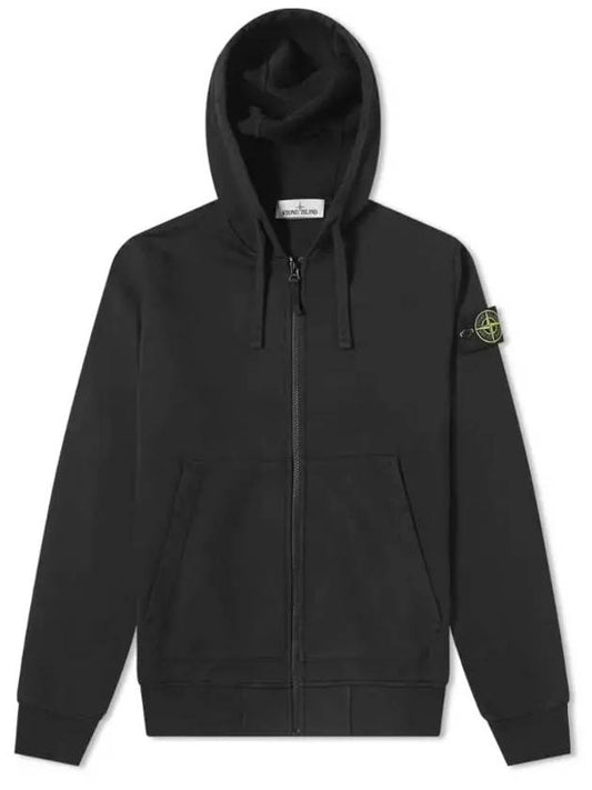 Wappen Patch Cotton Zip Up Hoodie Black - STONE ISLAND - BALAAN 2