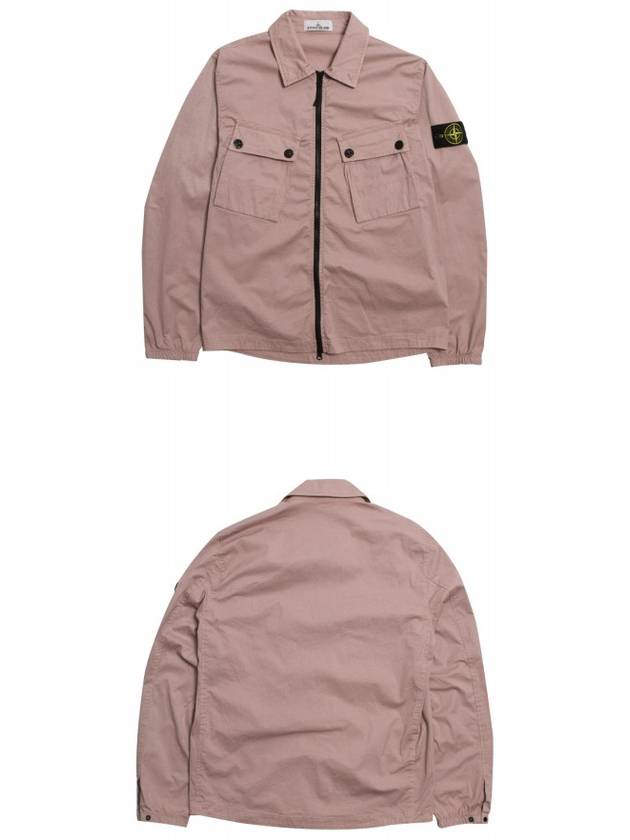 Men's Wappen Patch Two-Pocket Overshirt Zip-Up Jacket Rose Quartz - STONE ISLAND - BALAAN 5