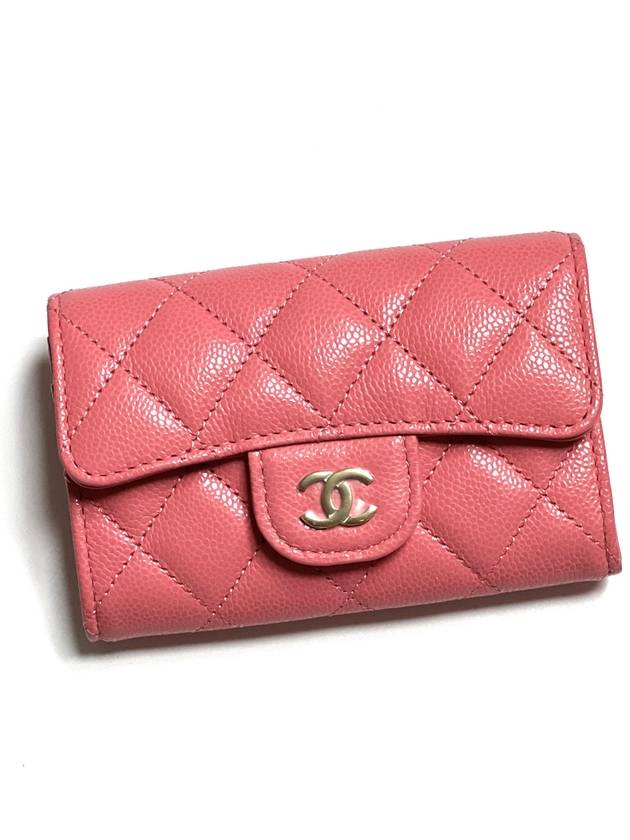 Classic Caviar Card Wallet Coral AP0214 Kleokdok - CHANEL - BALAAN 1