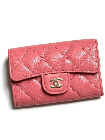 Classic Caviar Card Wallet Coral AP0214 Kleokdok - CHANEL - BALAAN 1