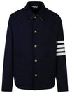 Stripe Detail Button Wool Jacket Navy - THOM BROWNE - BALAAN 2