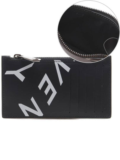 Logo Printed Leather Zipper Card Wallet Black - GIVENCHY - BALAAN 2