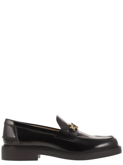 Metal Logo Leather Loafers Black - TOD'S - BALAAN 2