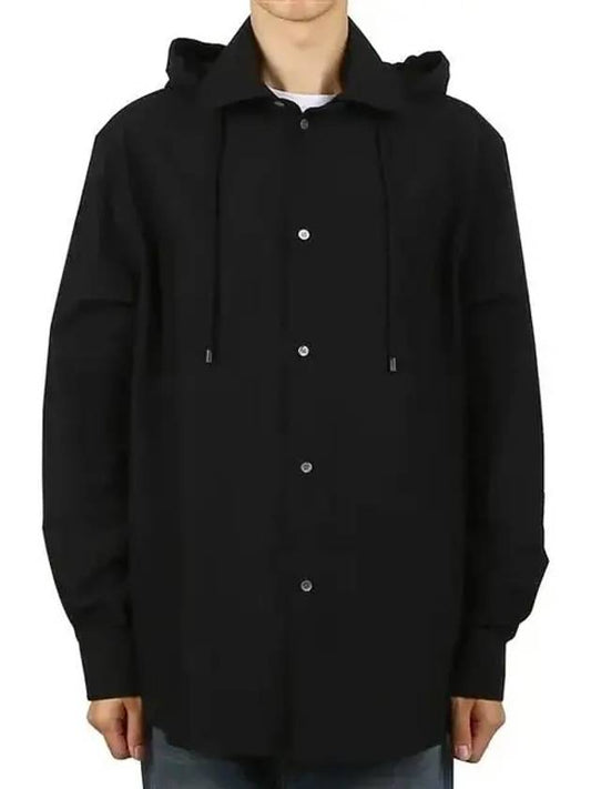 Anagram Overshirt Cotton Hooded Jacket Black - LOEWE - BALAAN 2