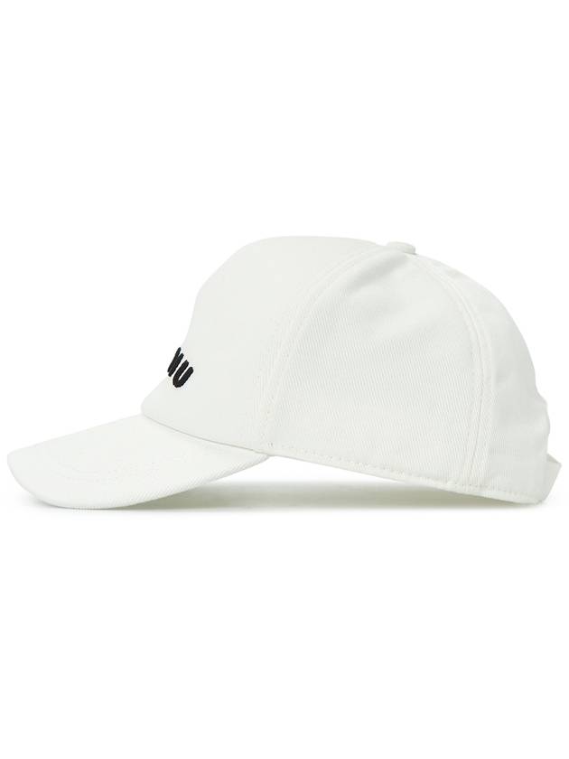 Embroidered Logo Drill Ball Cap White - MIU MIU - BALAAN 4