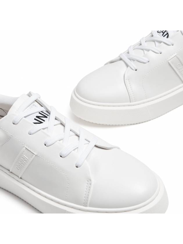 Logo Leather Low-Top Sneakers White - GANNI - BALAAN 4