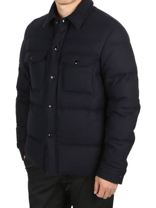 Light Cashmere Padded Shirt Jacket Navy - TOM FORD - BALAAN 1