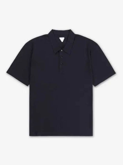 Cotton Short Sleeve Polo Shirt Dark Night - BOTTEGA VENETA - BALAAN 2