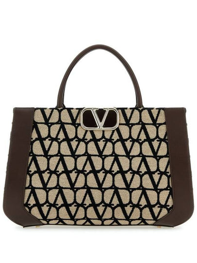 Medium V Logo Signature Iconographe Hand Tote Bag Beige - VALENTINO - BALAAN 2