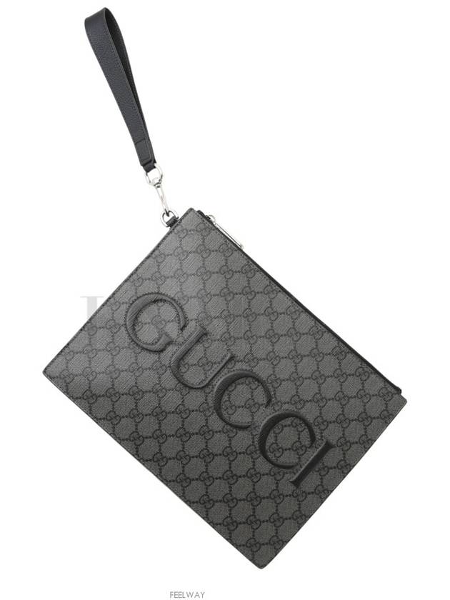 GG Supreme Canvas Zipper Clutch Bag Gray Strap 768374 - GUCCI - BALAAN 10