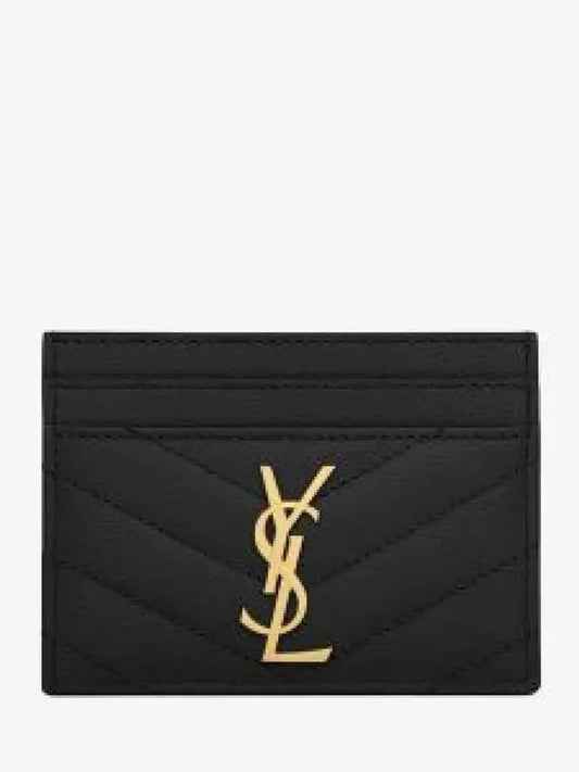 Gold Matelasse Caviar Leather Card Wallet Black - SAINT LAURENT - BALAAN 2