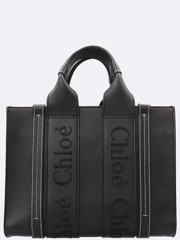 CHC23US Black Leather Woody Small Tote Bag Shoulder Strap - CHLOE - BALAAN 2