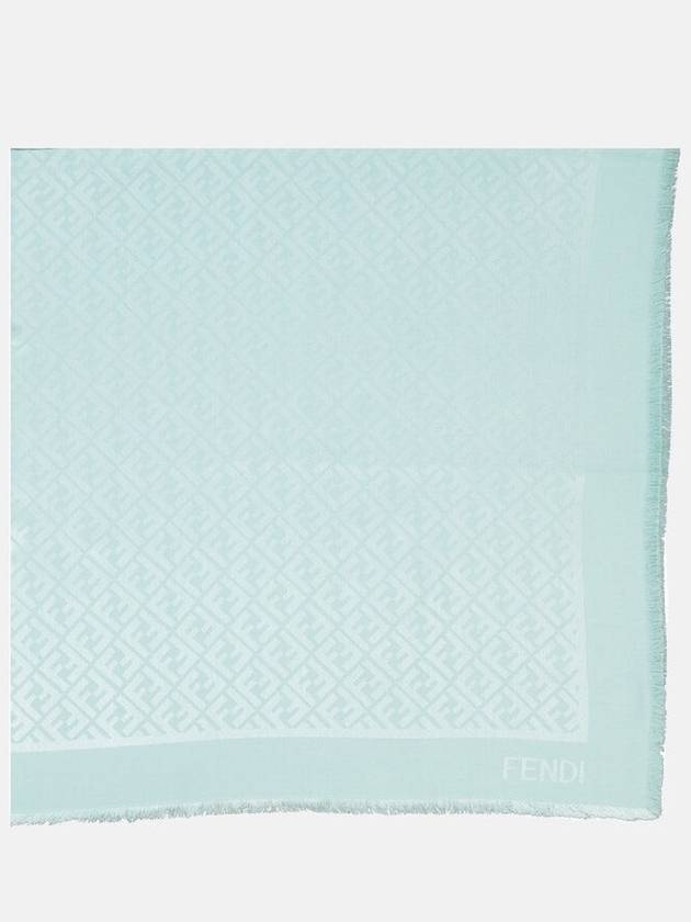 Silk Wool Shawl Scarf Light Blue - FENDI - BALAAN 3