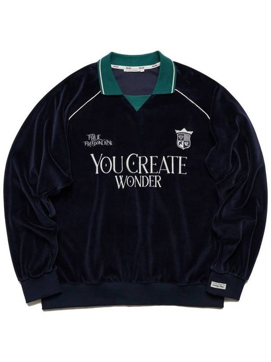 Velor Soccer Jersey Sweatshirt Navy - YCW - BALAAN 2