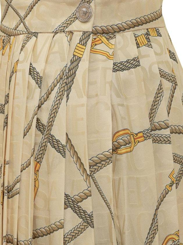 logo print silk pleated skirt 10008291A10054 - VERSACE - BALAAN 5