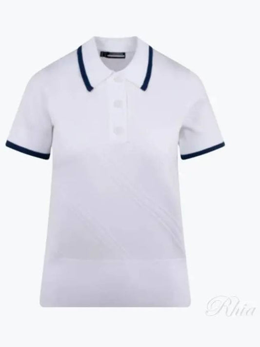 Women's Feline Knit Short Sleeve Polo Shirt White - J.LINDEBERG - BALAAN 2