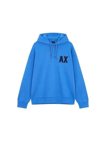 Men s AX Logo Patch Hooded Sweatshirt Blue 271304 - ARMANI EXCHANGE - BALAAN 1